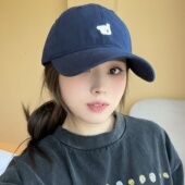 mimi同款 小狗棒球帽女时尚 百搭软顶卡通刺绣大头围男宽帽檐显脸小