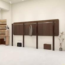 服装店上墙展示架落地式女装店专用挂衣架不锈钢胡桃色陈列道具