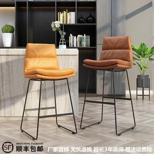 轻奢家用吧台椅高脚凳吧台凳吧椅酒吧椅子现代简约前台靠背高凳子