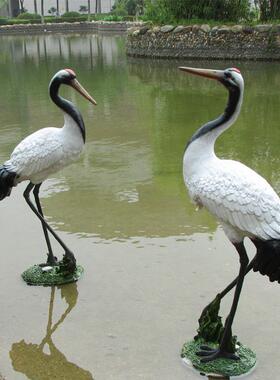 仿真仙鹤摆件户外假山水池装饰品大型动物丹顶鹤模型园林景观雕塑