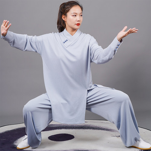 马蕾太极春秋薄款男女休闲太极服蓝时尚练功晨练服定制长袖中国风 - 封面
