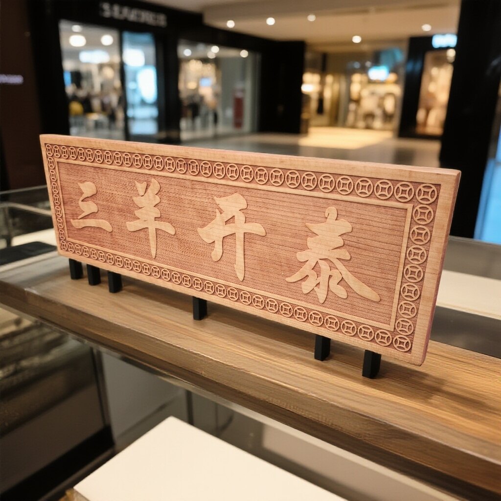 桃木三羊开泰门牌牌匾门贴三阳开泰镇宅挂件化解大门对门木雕门口