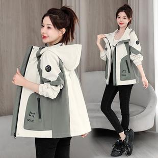 宽松休闲连帽夹克上衣女装 时尚 韩版 外套春秋2025新款 潮 冲锋衣短款