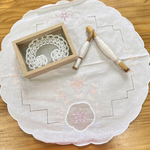 纯棉拼棉纱小彩花圆盖巾 H101 45cm圆