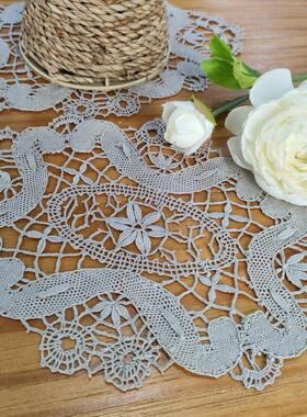 H120 灰色线青州府椭圆绣片15*22cm（不含框）2片