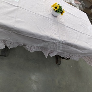 Q119粉色条纹长棒槌秀桌布棉质1.25 1.6m