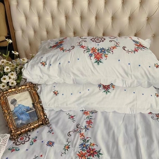 一对 A212 十字绣960D枕套50×75cm白色棉质