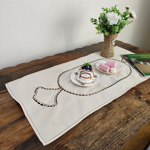 35cm有氧化 长桌旗本色棉质85 F218 手绣糖果款