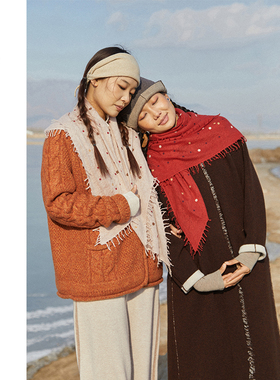 Say Ya【幻】方寸相思 羊绒缩绒波点刺绣方巾 捻穗/搭配