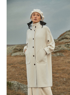 Say Ya【幻】黑白简兮 重磅纯色中长立领大衣 挺括/显瘦