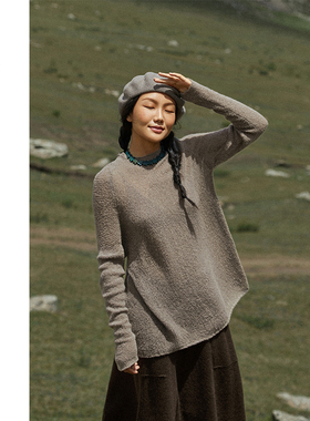 Say Ya【幻】雾中来访 花式纱宽松慵懒羊绒混纺套头衫 叠穿