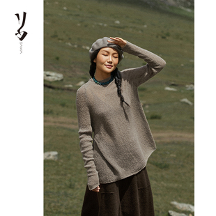 纱宽松慵懒羊绒混纺套头衫 幻 花式 叠穿 雾中来访 Say