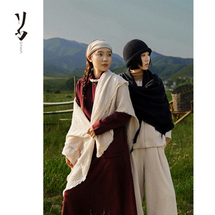 围巾 大底片褶印羊绒大方巾披肩 手感扎实 幻 Say Ya