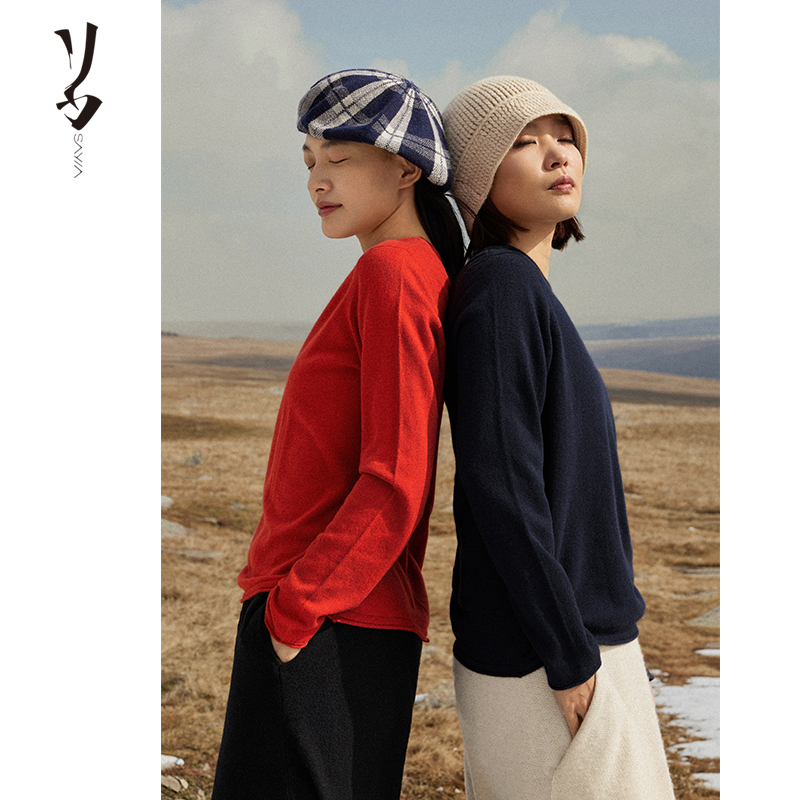 简约针织羊绒套头衫日常款