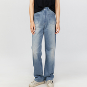 手擦做旧牛仔裤 幻 Say 美式 经典 高腰垂感直筒拖地裤