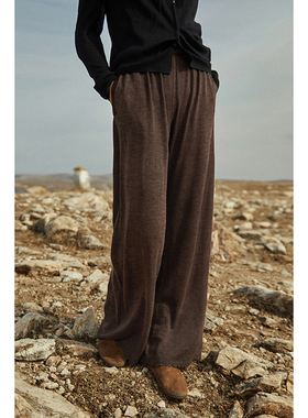 Say Ya【卓】印彩精纺手工剪边羊绒阔腿裤薄软 垂感/显瘦