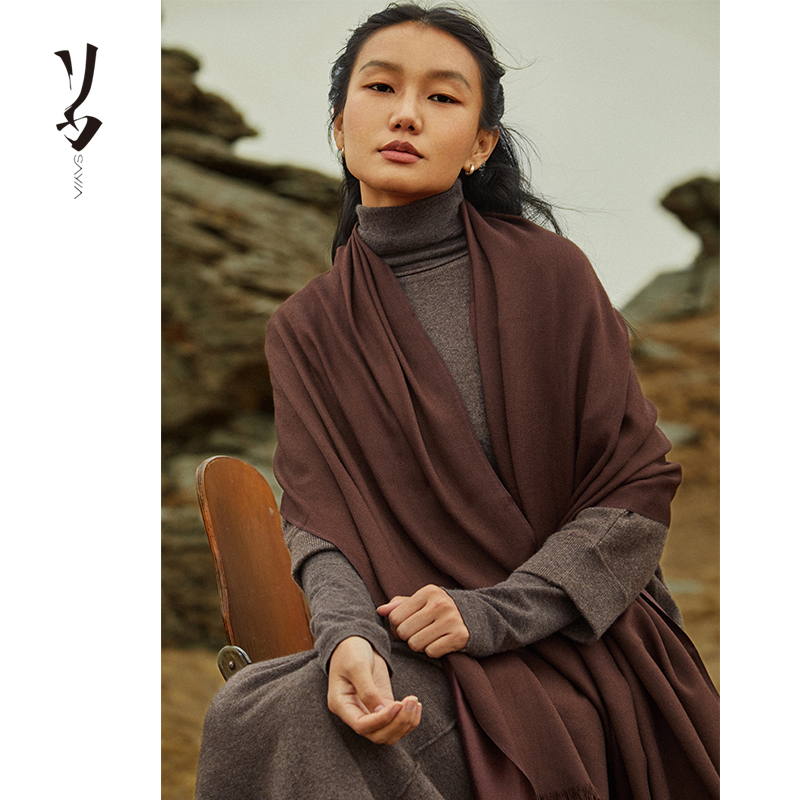 Say Ya【然】轻奢丝绒围巾大尺寸披肩 简约/纯色