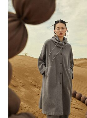 玲珑纱定纺翻领大衣外套宽松