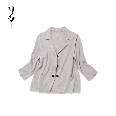 复古绣线羊绒毛混纺小西服