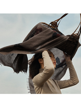 Say Ya【卓】双面手绘柿柿如意羊绒围巾/色织提花披肩