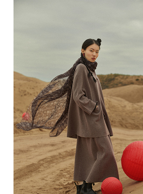 Say Ya【幻】西北向南 玲珑纱定纺直领外套 中长/宽松