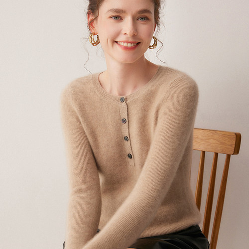100%山羊绒女圆领修身打底衫