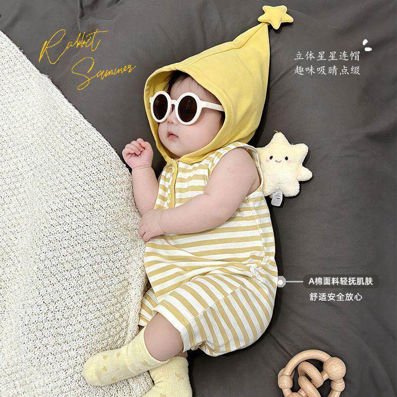 无袖连体衣服外出小月龄纯棉无骨舒柔宝宝男女小孩夏季婴儿一岁半