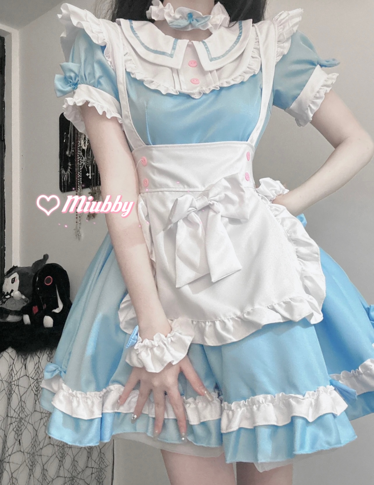 Miubby「少女爱丽丝」日系Lolita蓝色女仆Lolita洋装cos服连衣裙