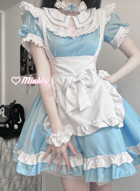 Miubby「少女爱丽丝」日系Lolita蓝色女仆Lolita洋装cos服连衣裙