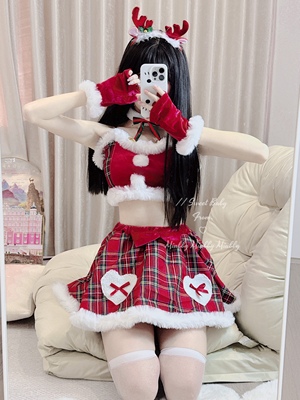 Miubby「小鹿乱撞」可爱日系圣诞服装女分体套装麋鹿cos新年战袍