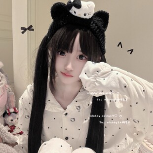 Miubby「奶香小K」可爱少女kitty波点印花海岛绒秋冬加绒睡衣套装