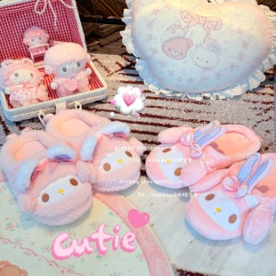 Miubby「小羊萌拖」可爱卡通美乐蒂棉拖秋冬少女居家毛绒包头拖鞋