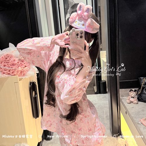 Miubby「萌神小美」日系甜美可爱melody睡衣春秋纯棉长袖家居服