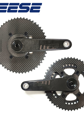 LEESE 公路自行车碳纤维牙盘 双盘BCD110轻量版碳纤维复合齿牙盘