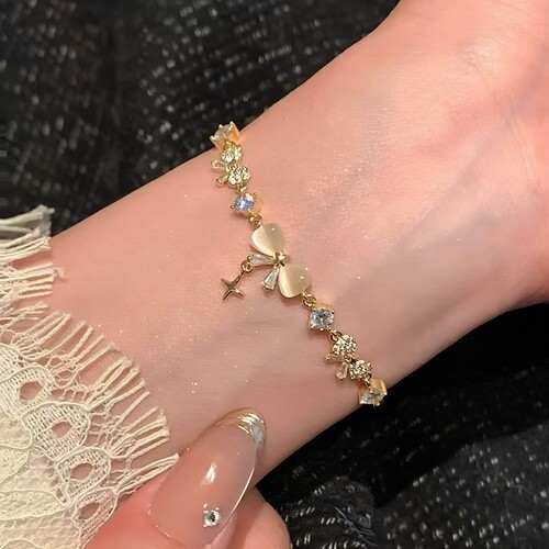 小众时尚设计感满钻蝴蝶结手链女气质精致百搭简约冷淡风轻奢手饰