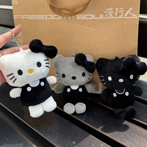 热卖款50周年碳灰hellokitty毛绒玩偶挂件可爱包包钥匙扣挂饰批发