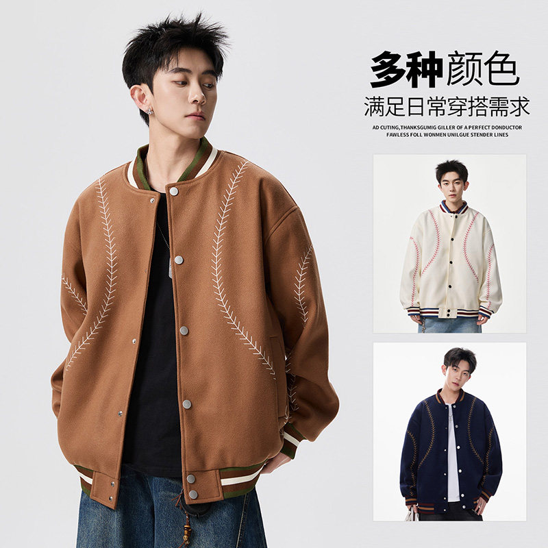 外贸尾单新款春秋男外套夹克卫衣美式潮牌高质量刺绣款男女款