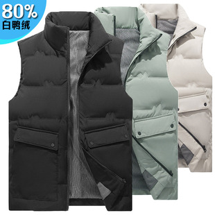 立领 潮流简约绒羽绒保暖无袖 外贸尾单新款 2024男马甲外套背心时尚