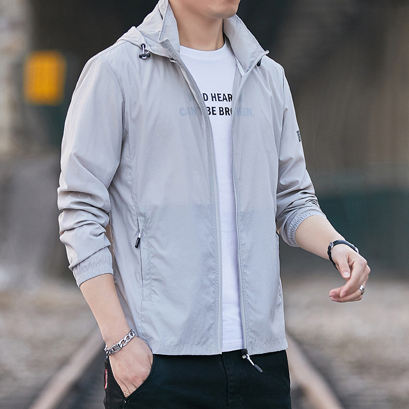 外贸尾货夏季防晒衣服男皮肤衣透气超薄连帽外套男户外运动钓鱼服