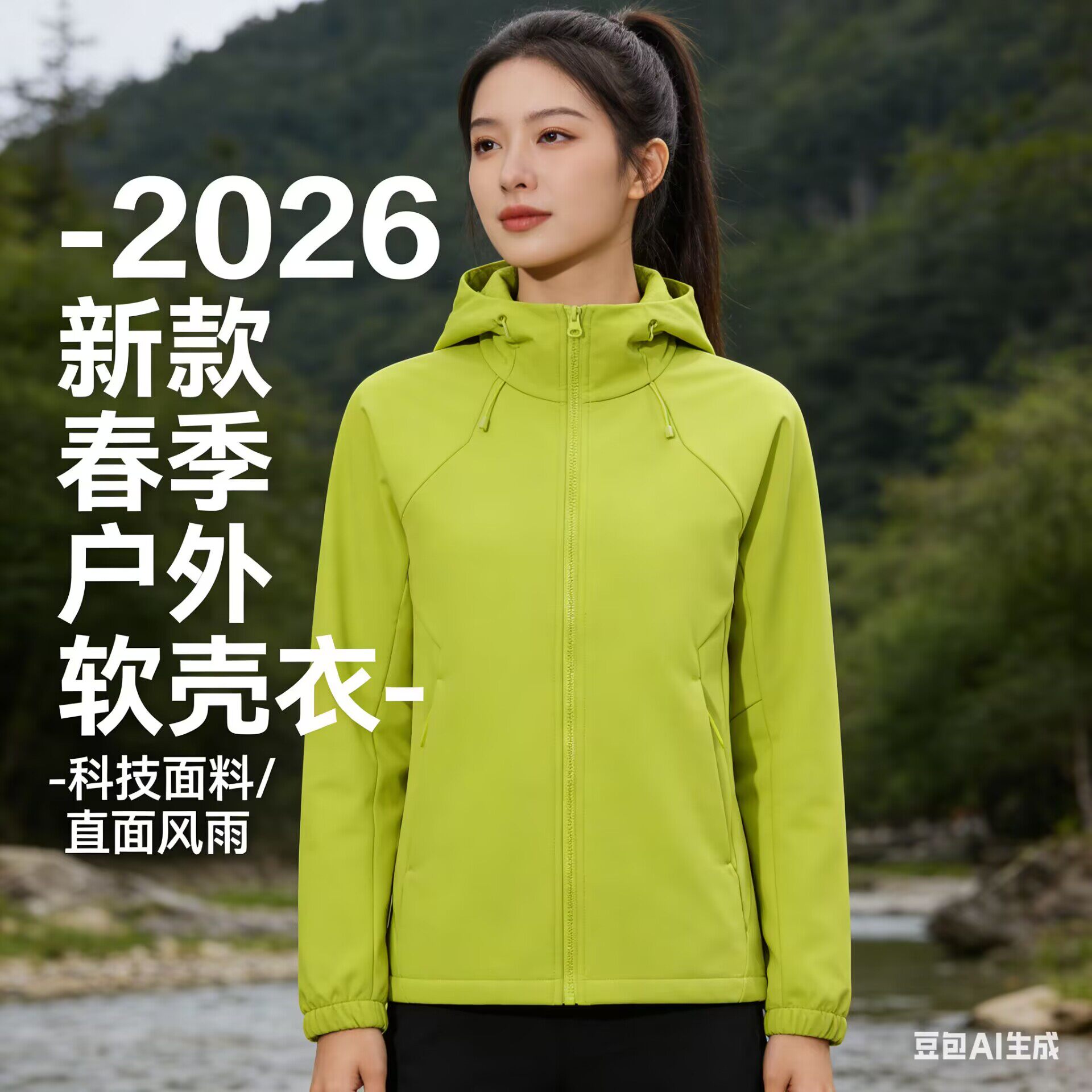 外贸尾单男女外套夹克登山服二开春秋款复合绒保暖透气