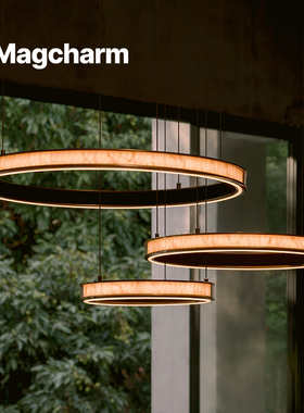 诺克Magcharm云璃客厅吊灯现代简约艺术轻奢云石圆形灯具大厅主灯