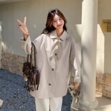 大货撞色清新格子风衣外套，帽子可脱卸2B218-2526-P175，控258，女装短外套，2B218