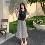 牛仔马甲+经典条纹长裙两件套097-C51-P165,控248，女装套装/套裙，莎莎