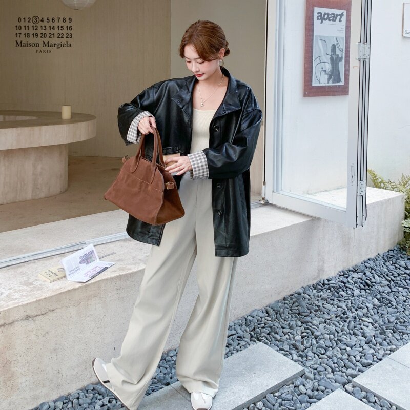 有货酷飒中长PU皮风衣外套2B218-2516-P165，控238,女装皮衣,2B218