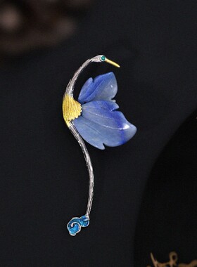 一件代发小众高端胸花礼物纪念品精致胸花 丹顶鹤饰品别针