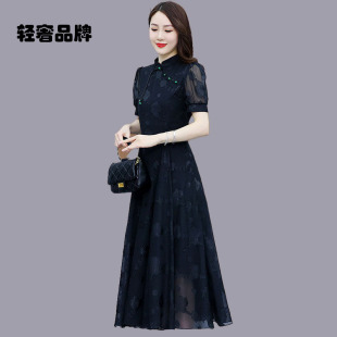 朗姿约定改良旗袍连衣裙2025新款女夏年轻款高端国风蕾丝礼服裙子