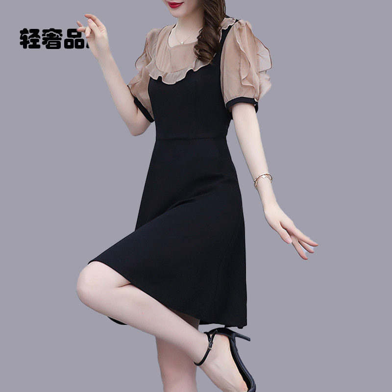 朗姿约定雪纺连衣裙子女士装夏季2025年新款小个子洋气显瘦中长裙