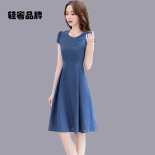 新款 小个子女性纯色A字裙 2025夏季 朗姿约定通勤桑蚕丝连衣裙