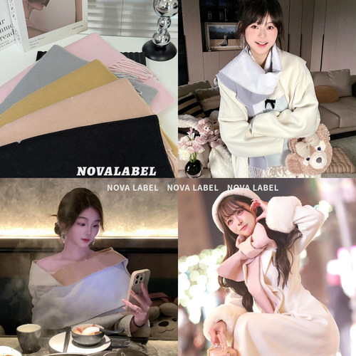 经典秋冬双面羊毛老花流苏围巾