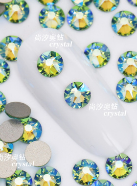 正品施家2088平底圆形214shim橄榄绿闪烁美甲饰品钻耳环耳钉diy